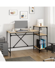 Bureau et étagères chêne sonoma 135x50x90cm bois ingénierie/fer | Mobilier & Déco