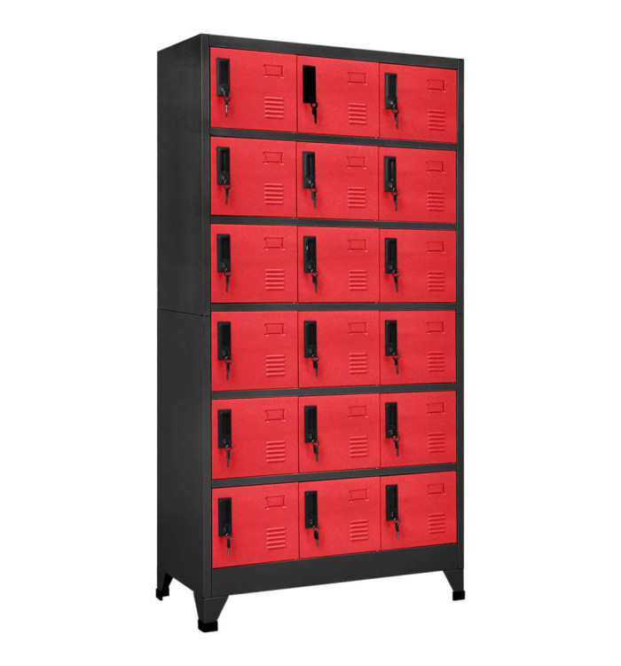 Armoire à casiers Anthracite et rouge 90x40x180 cm Acier | Mobilier & Déco