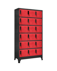 Armoire à casiers Anthracite et rouge 90x40x180 cm Acier | Mobilier & Déco