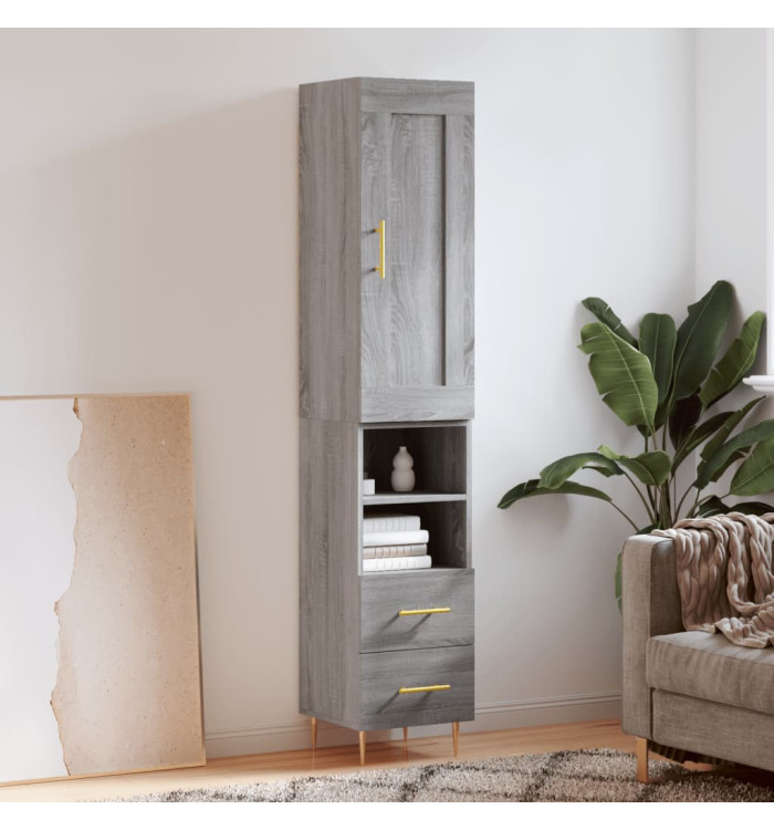 Buffet haut Sonoma gris 34,5x34x180 cm Bois d'ingénierie | Mobilier & Déco