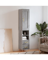 Buffet haut Sonoma gris 34,5x34x180 cm Bois d'ingénierie | Mobilier & Déco
