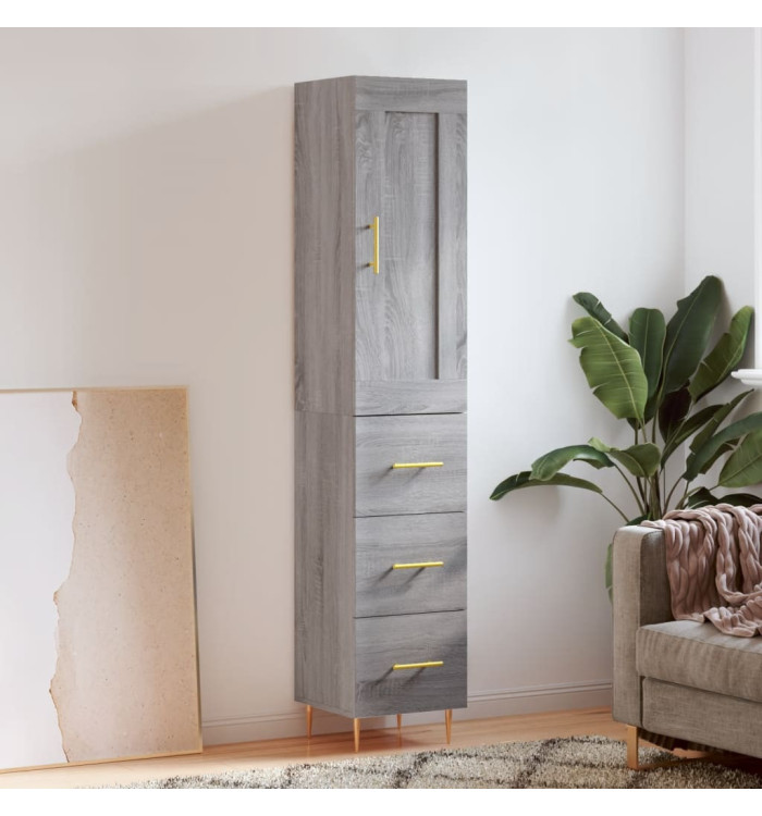 Buffet haut Sonoma gris 34,5x34x180 cm Bois d'ingénierie | Mobilier & Déco