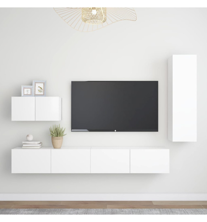 Ensemble de meubles TV 4 pcs Blanc Bois d'ingénierie | Mobilier & Déco