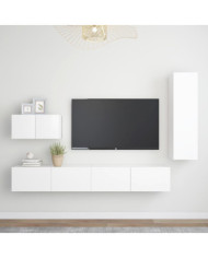 Ensemble de meubles TV 4 pcs Blanc Bois d'ingénierie | Mobilier & Déco