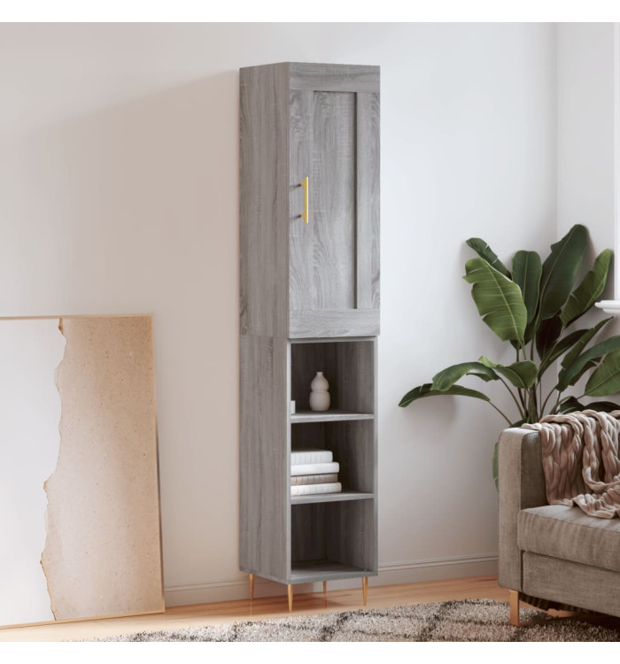 Buffet haut Sonoma gris 34,5x34x180 cm Bois d'ingénierie | Mobilier & Déco