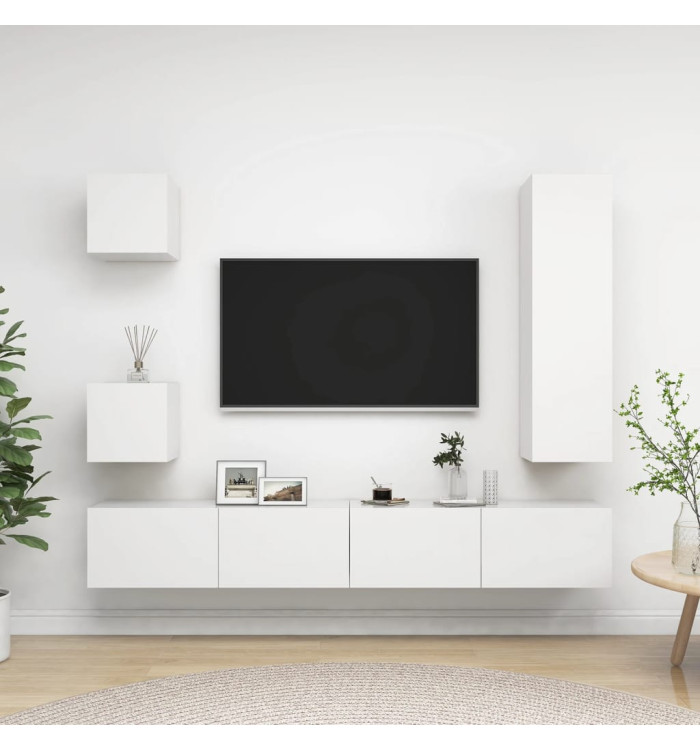 Ensemble de meubles TV 5 pcs Blanc Bois d'ingénierie | Mobilier & Déco