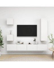 Ensemble de meubles TV 5 pcs Blanc Bois d'ingénierie | Mobilier & Déco