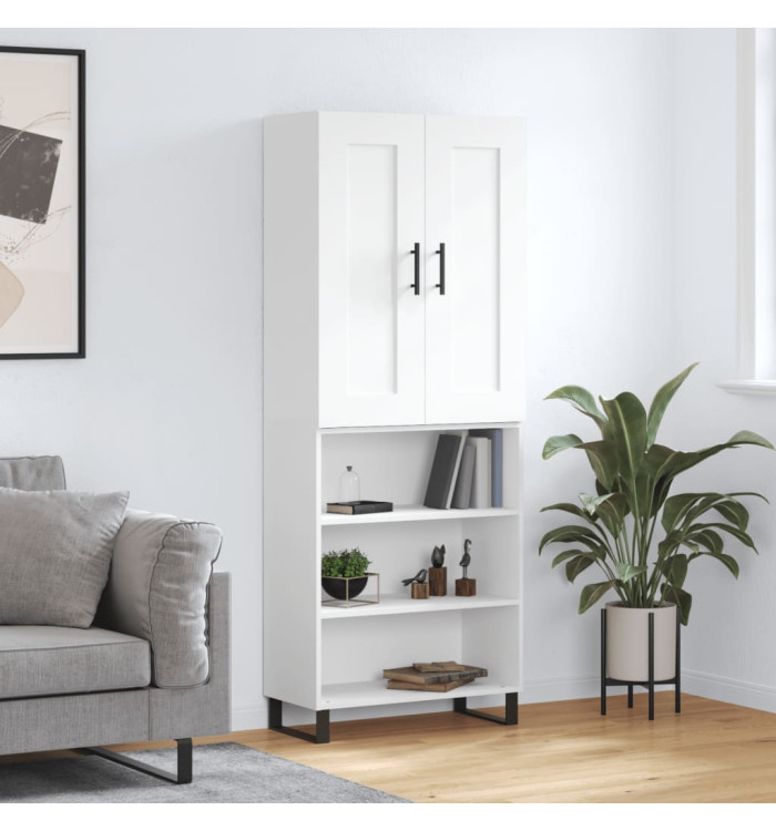 Buffet haut Blanc 69,5x34x180 cm Bois d'ingénierie | Mobilier & Déco