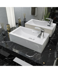 Vasque + trou de robinet Céramique Blanc 46 x 25,5 x 12 cm | Mobilier & Déco