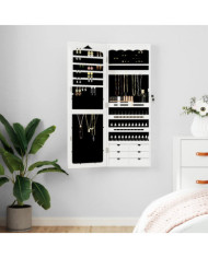 Armoire à bijoux avec miroir murale blanc 37,5x10x106 cm | Mobilier & Déco