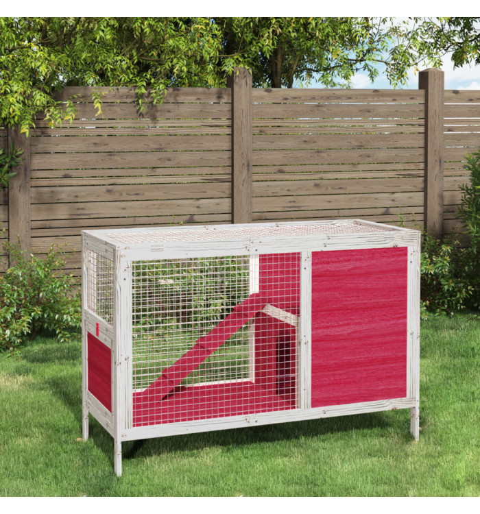 Clapier rouge 103x44x69,5 cm bois de pin massif | Mobilier & Déco