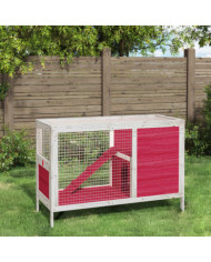 Clapier rouge 103x44x69,5 cm bois de pin massif | Mobilier & Déco