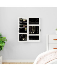 Armoire à bijoux avec miroir et éclairage LED mural blanc | Mobilier & Déco