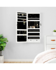 Armoire à bijoux avec miroir et éclairage LED mural blanc | Mobilier & Déco