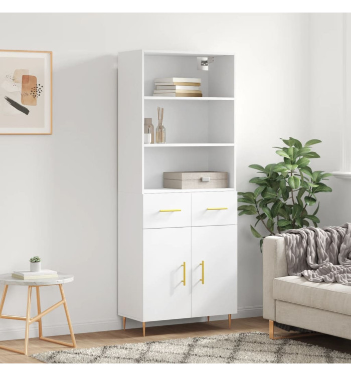 Buffet haut Blanc 69,5x34x180 cm Bois d'ingénierie | Mobilier & Déco