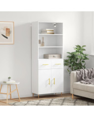 Buffet haut Blanc 69,5x34x180 cm Bois d'ingénierie | Mobilier & Déco