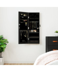 Armoire à bijoux avec miroir et éclairage LED mural noir | Mobilier & Déco