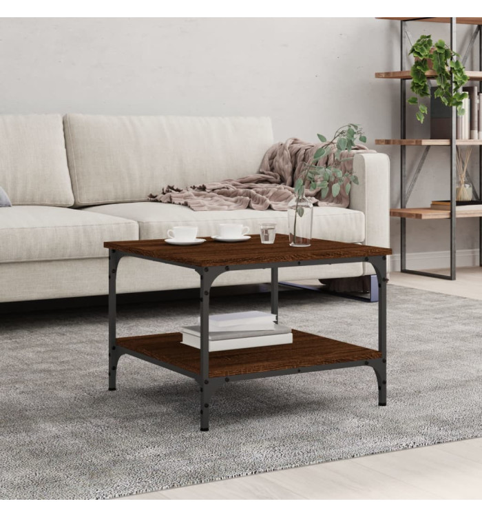 Table basse chêne marron 55x55x40 cm bois d'ingénierie | Mobilier & Déco