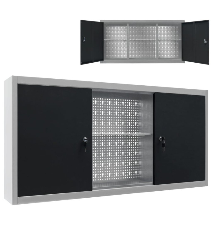 Armoire à outils murale Style Industriel Métal Gris et noir | Mobilier & Déco