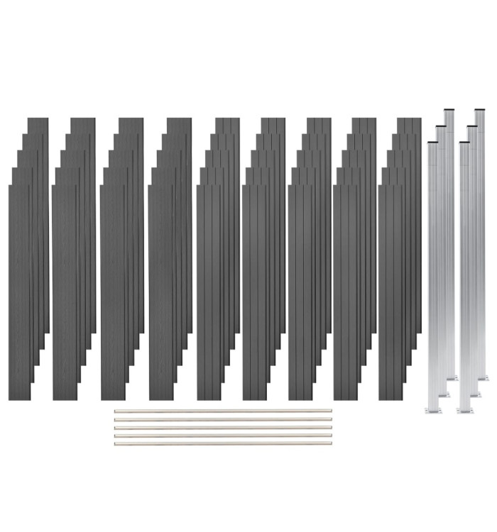 Ensemble de clôture WPC 5 Carré 872x187 cm Gris | Mobilier & Déco