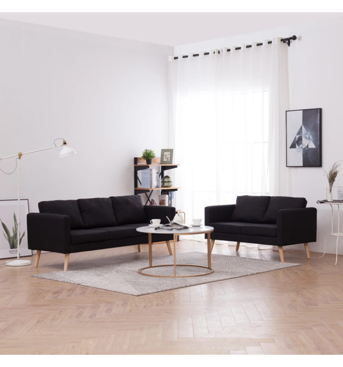 Ensemble de canapé 2 pcs tissu noir | Mobilier & Déco