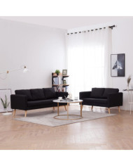 Ensemble de canapé 2 pcs tissu noir | Mobilier & Déco