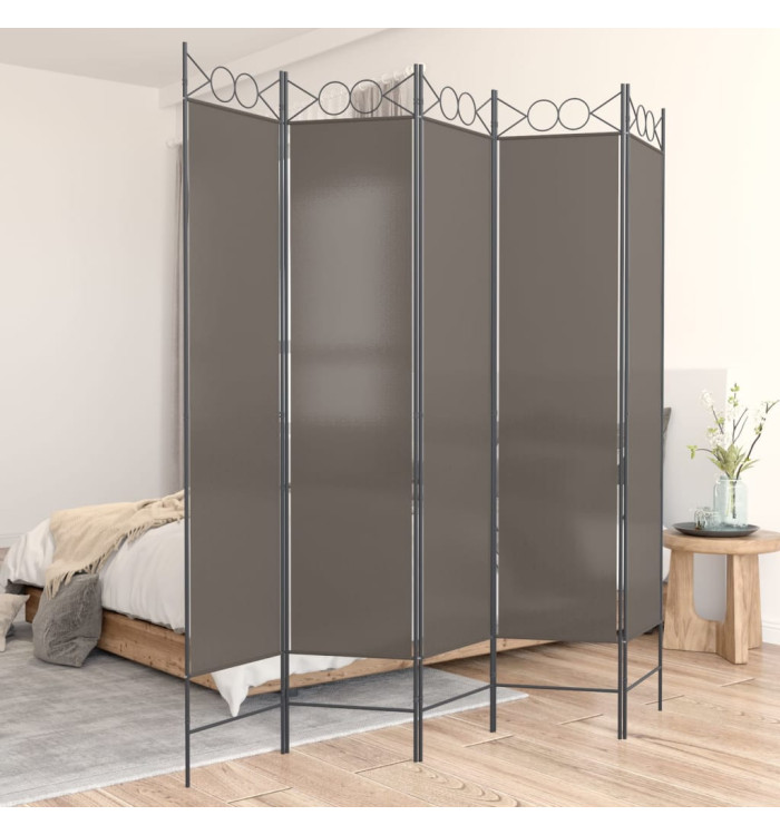 Cloison de séparation 5 panneaux Anthracite 200x200 cm Tissu | Mobilier & Déco