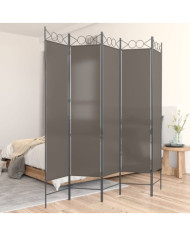 Cloison de séparation 5 panneaux Anthracite 200x200 cm Tissu | Mobilier & Déco