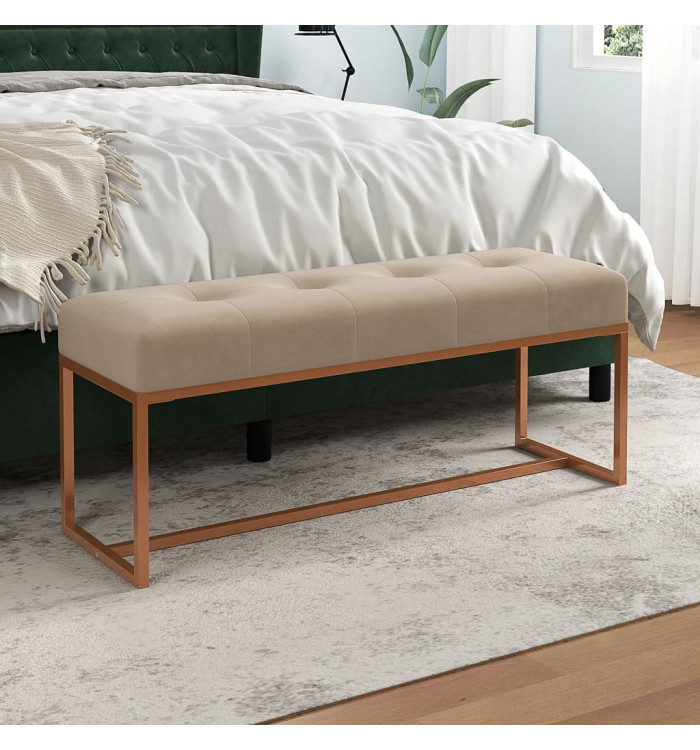 Banc Beige 110x36x45 cm Velours | Mobilier & Déco