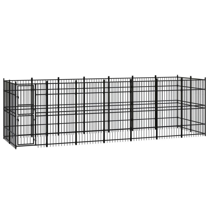Chenil d'extérieur pour chiens Acier 12,9 m² | Mobilier & Déco