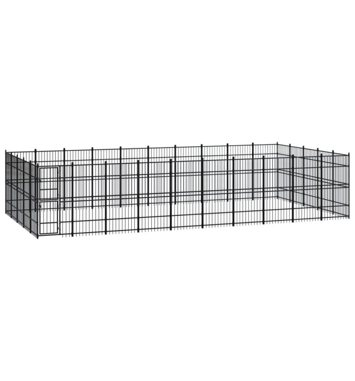 Chenil d'extérieur pour chiens Acier 46,08 m² | Mobilier & Déco