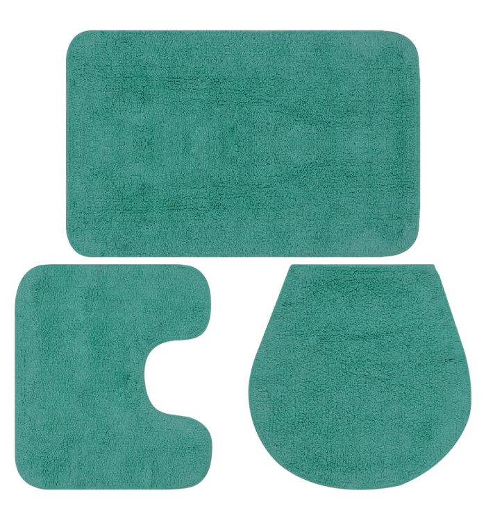 Jeu de tapis de salle de bain 3 pcs Tissu Turquoise | Mobilier & Déco