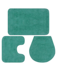 Jeu de tapis de salle de bain 3 pcs Tissu Turquoise | Mobilier & Déco