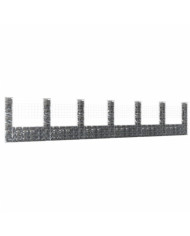 Panier de gabion en forme de U avec 7 poteaux Fer 740x20x150 cm | Mobilier & Déco