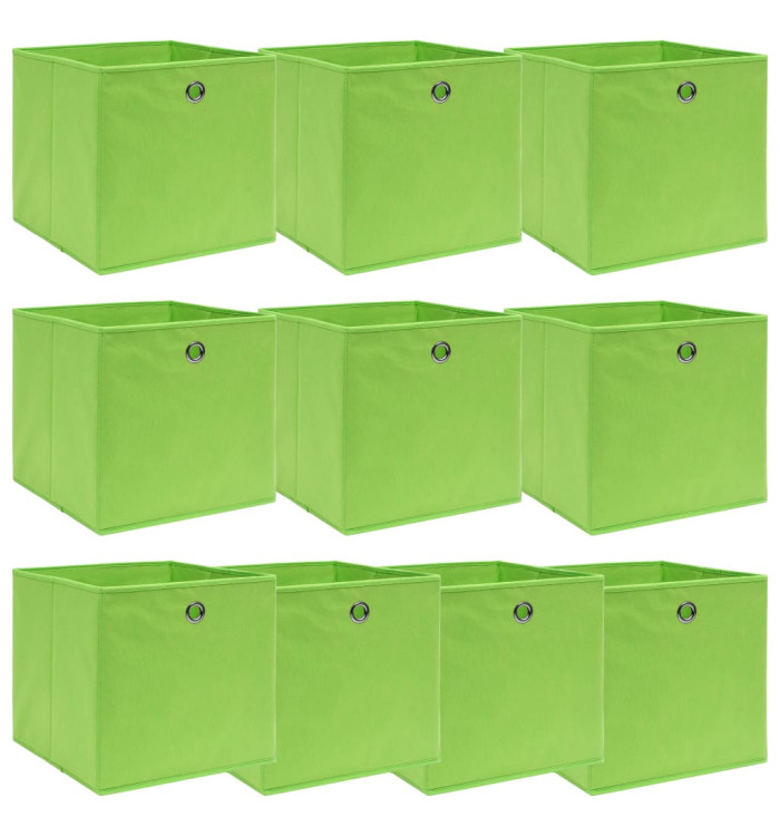 Boîtes de rangement 10 pcs Vert 32x32x32 cm Tissu | Mobilier & Déco