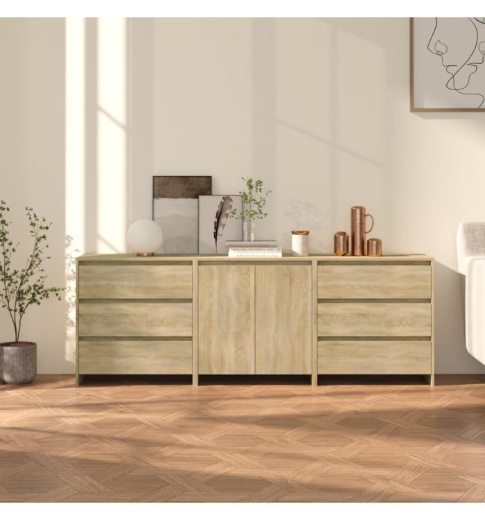 Buffets 3 pcs Chêne sonoma Bois d'ingénierie | Mobilier & Déco