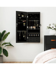 Armoire à bijoux avec miroir murale noir 37,5x10x90 cm | Mobilier & Déco