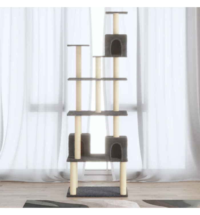Arbre à chat avec griffoirs en sisal Gris foncé 188 cm | Mobilier & Déco