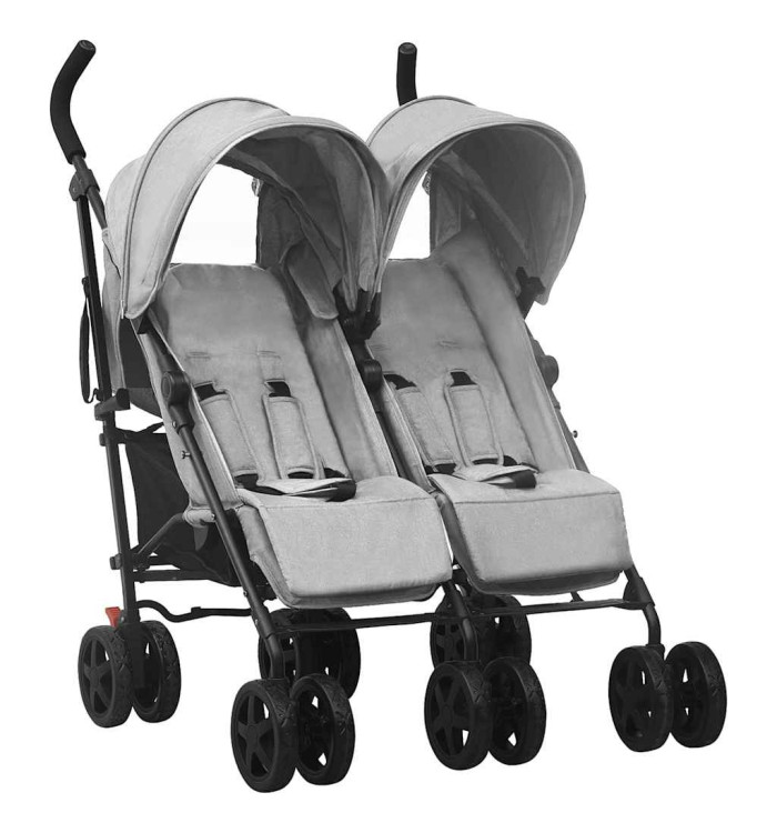 Poussette à deux places Gris clair Acier | Mobilier & Déco