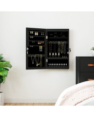 Armoire à bijoux avec miroir et éclairage LED mural noir | Mobilier & Déco