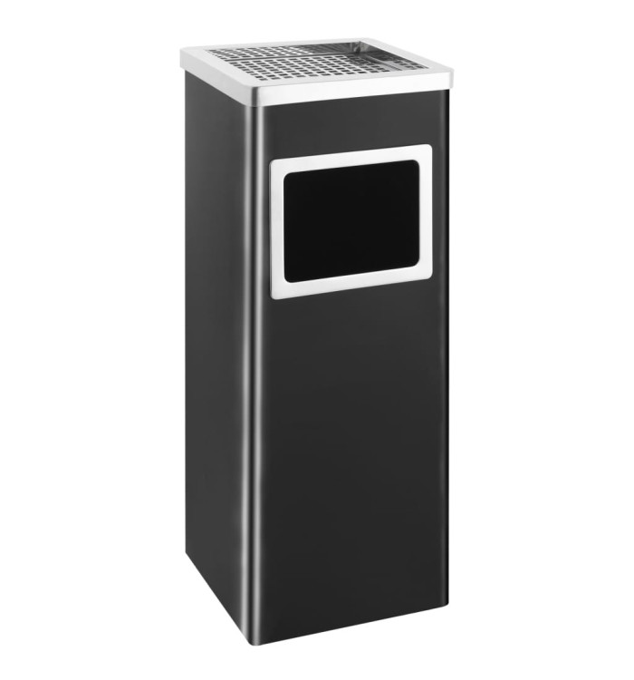Poubelle à cendrier d'hôtel 36 L Acier Noir | Mobilier & Déco