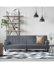 Canapé-lit avec accoudoirs gris foncé velours | Mobilier & Déco
