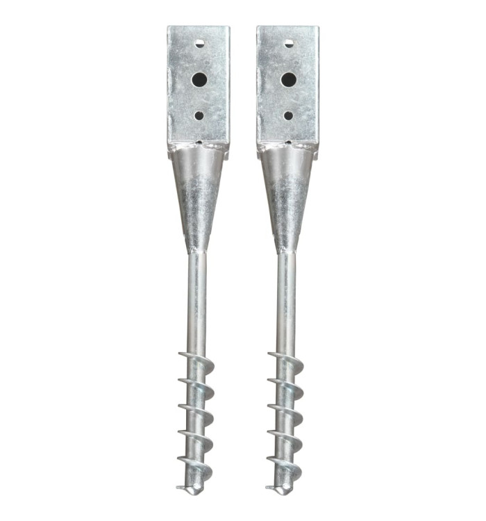 Piquets au sol 2 pcs Argenté 10x10x57 cm Acier galvanisé | Mobilier & Déco