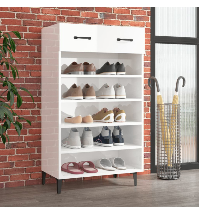 Armoire à chaussures Blanc brillant 60x35x105cm Bois ingénierie | Mobilier & Déco