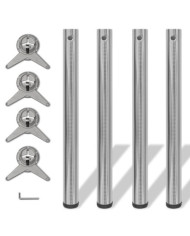 4 pieds de table réglables en hauteur 710 mm Nickel brossé | Mobilier & Déco