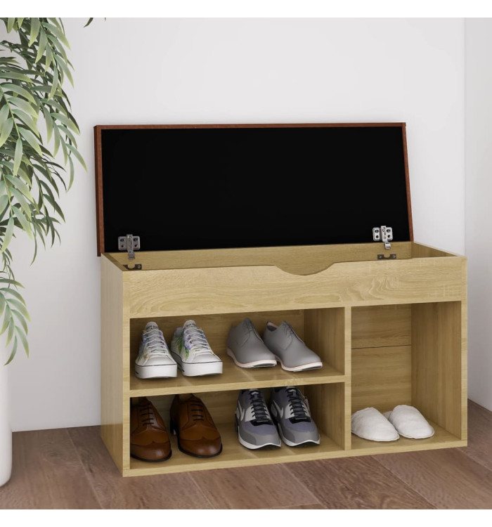 Banc à chaussures et coussin Chêne sonoma Bois d'ingénierie | Mobilier & Déco