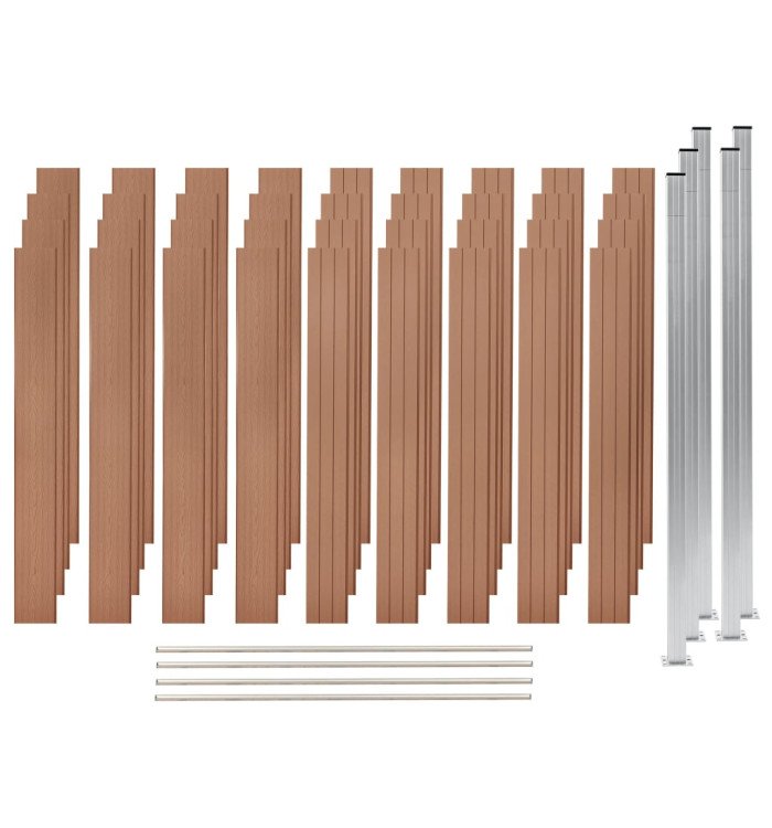 Ensemble de clôture WPC 4 Carré 699x187 cm Marron | Mobilier & Déco