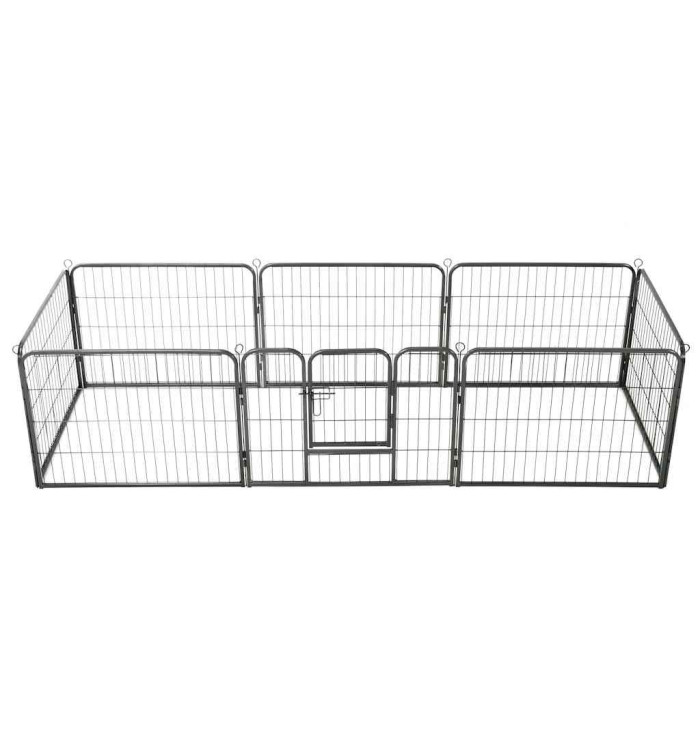 Parc pour chiens 8 panneaux Acier 60 x 80 cm Noir | Mobilier & Déco