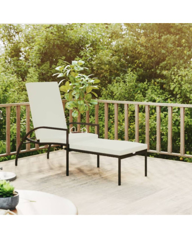 Chaise longue avec repose-pied Résine tressée Marron | Mobilier & Déco