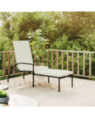 Chaise longue avec repose-pied Résine tressée Marron | Mobilier & Déco